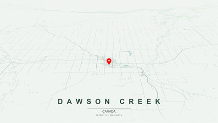 Modern minimalist vector map of Dawson Creek, British Columbia. High-quality scalable illustration of Dawson Creek geographic boundaries for posters design. © AliRza