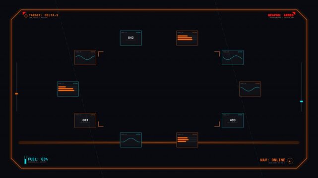 Futuristic Motion Graphics of Digital Interface with Dynamic Data Visualization for Technology Presentation.