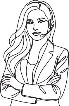 Woman in white shirt with long blonde hair, portrait, line