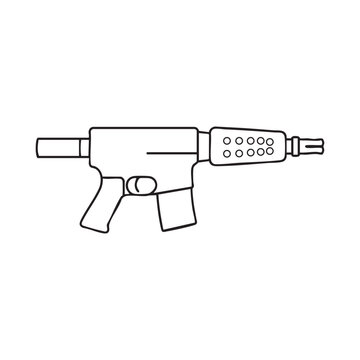 Light Machine Gun Vented Barrel Guard Firearm Line Icon Vector