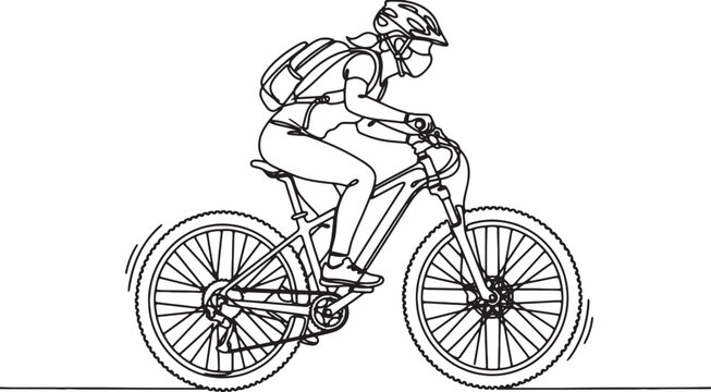 Woman riding a vintage black and white bicycle