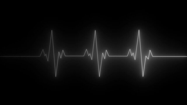 Neon glowing Heartbeat Animation Heartbeat icon animation on neon glowing Abstract neon heartbeat signal icon on the black, background animation This is an electrical activity of heart. 4k video