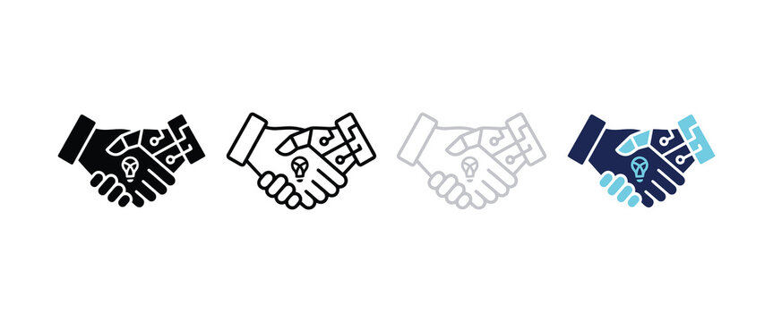 Handshake icons in four color and style variations
