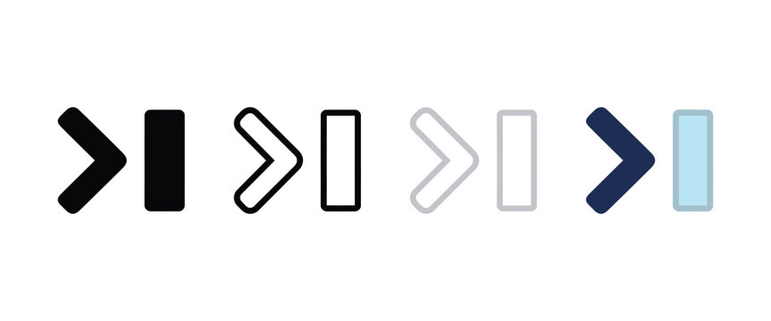 Modern arrow and rectangular interface icon set