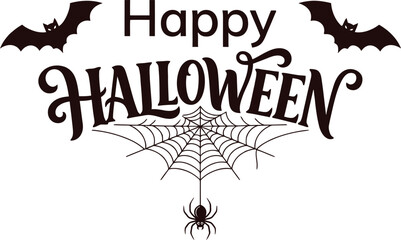 Happy halloween typography with bats and spider web design © MSTALEMA