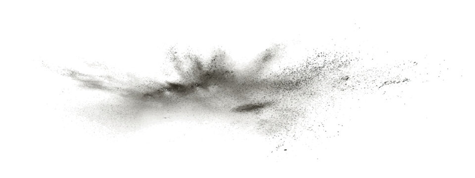Explosion cloud dry powder particulate matter dispersing rapidly dynamic motion.