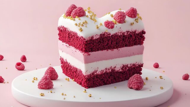 A group of friends visits a dessert shop to enjoy a heart-shaped cake. They take photos, share laughs, and taste the layers of red velvet and raspberry filling