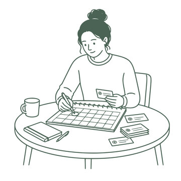 Caregiver organizing medical appointments and calendar, family care vector illustration
