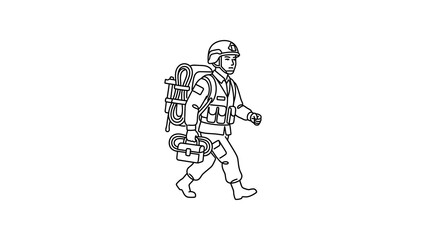 Obraz premium Man wearing hazmat protective suit walking.