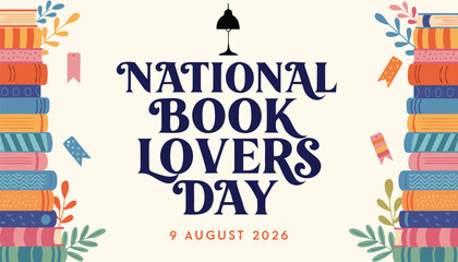 Decorative poster design celebrating national book lovers day in August © Vectyx