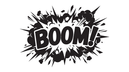 Comic Book Explosion Silhouette With Bold Text On White Background © MDSHANTO