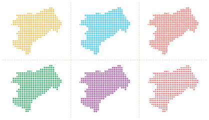 Fototapeta premium Hessen state germany vector illustration map silhouettes collection with creative textures.