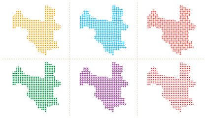 Fototapeta premium Haiduong province map vector illustration with creative colorful geometric dot pattern set.