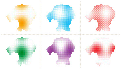 Fototapeta premium Set of six distinct island shape silhouettes created with diverse geometric patterns vector.
