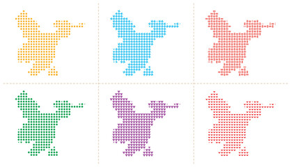 Fototapeta premium Set of vector illustration map of region flevoland in six styles.