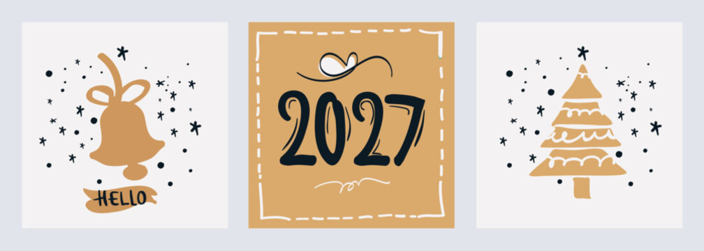 2027 Happy New Year Celebration Design, Vector Illustration.