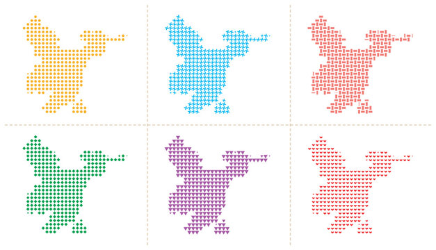 Set of vector illustration map of region flevoland in six styles.