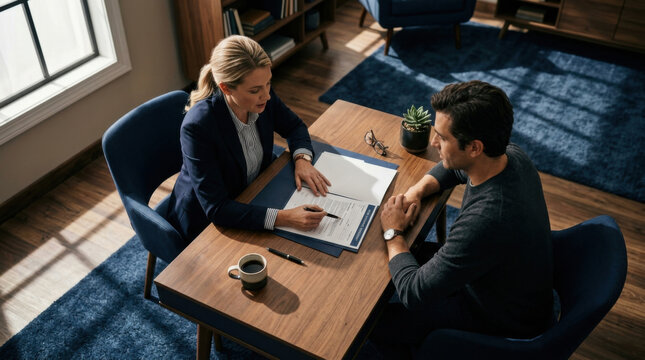 Professional Consultation Meeting Between Two Adults At Desk