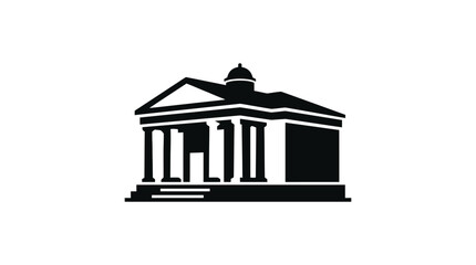 Classical building silhouette on a white background architectural emblem © Design Bari