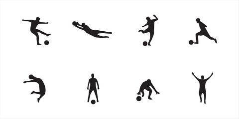 Soccer football players action silhouettes set with goalkeeper and strikers shooting isolated © Topu