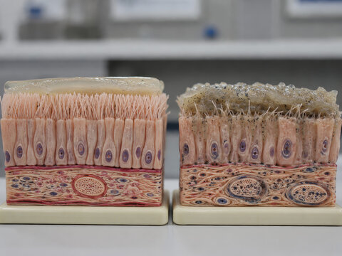 Healthy Mucociliary Escalator and Smoking Damaged Cilia Comparison