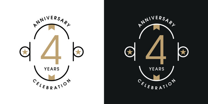 4-years anniversary celebration Badge Design for Print and Digital Marketing.