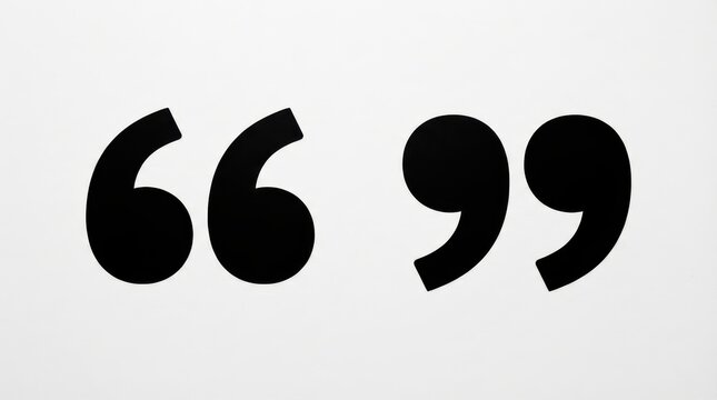 Large black quotation marks isolated on white background