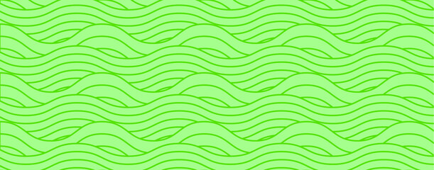 Obraz premium Simple wavy farm pattern background with abstract green lines and organic texture. Vector grass field design with elegant geometric waves for modern summer art and graphic land illustration.