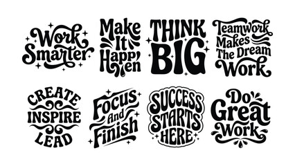 Obraz premium Creative Motivational Workplace Sayings with Handwritten Style Typography Designs