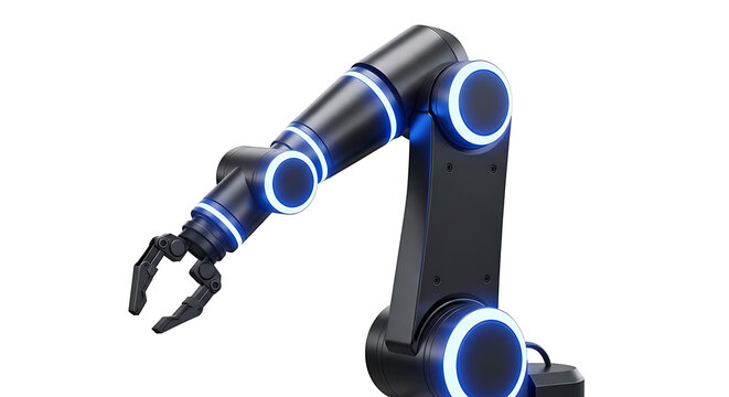 Industrial robotic arm with gripper automation and precision engineering