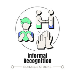 Fototapeta premium Informal recognition neubrutalism concept icon. Positive workplace culture. Employee morale and appreciation. Trendy neo-memphis vector illustration. Circular contemporary flat design