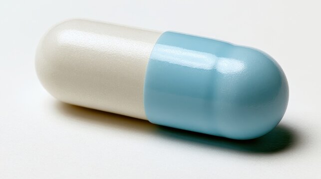 Clinical still life of a white capsule illustrating pharmaceutical concept of NSAID medication