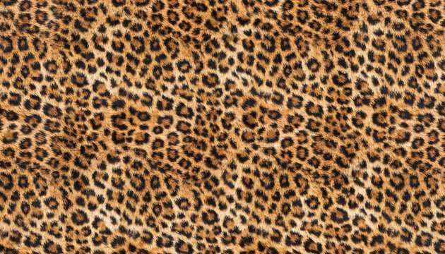 perfectly seamless repeating leopard fur pattern, golden tawny animal fur with irregular organic black rosette markings, broken ring-shaped spots mixed with solid oval black spots, medium motif scale,