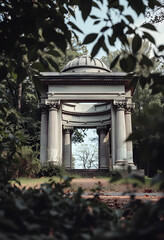 Obraz premium Old abandoned classical monument surrounded by nature
