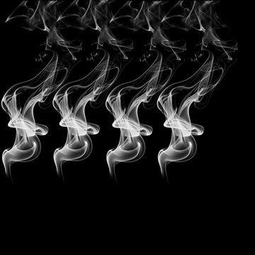  Rising Smoke Columns Brushes on Black Background