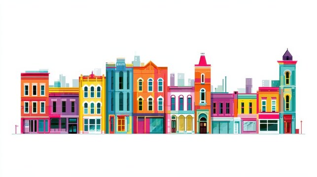Ames Iowa Skyline with Colorful Buildings on a White Background &acirc;&euro;&rdquo; Illustration
