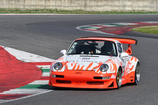 Scarperia, 5 April 2024: Porsche 993 GT2 Evo year 1999 in action during Mugello Classic 2024 at Mugello Circuit in Italy.
