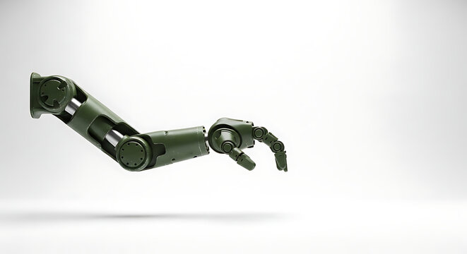 Olive green robotic arm prosthetic advanced bionic limb technology