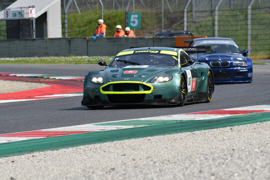 Scarperia, 5 April 2024: Aston Martin DBR9 year 2006 in action during Mugello Classic 2024 at Mugello Circuit in Italy.