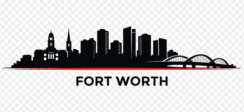 Fort worth texas city skyline silhouette vector illustration