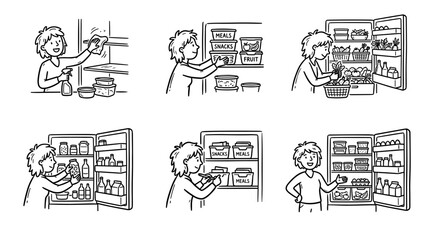 Obraz premium Person organizing and cleaning a refrigerator with food storage containers