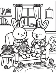 Fototapeta premium Cozy Friends coloring pages