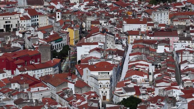 Aerial tour footage of medieval Elvas fortress city with traditional whitewashed buildings and ancient defensive walls in historic Alentejo region