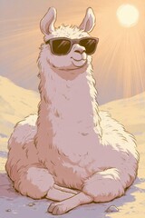 Fototapeta premium Chill Llama Artwork: bright, pastel tones and a drama-free, cheerful personality