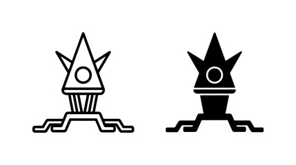 Alien Spaceship Icon, Futuristic UFO Symbol, Sci-Fi Extraterrestrial Craft, Cosmic Technology Vector Art © MstMitu