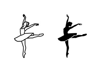 Ballet Dancer Silhouette Vector, Elegant Female Dancer Pose, Classical Dance Art, Performance Icon © Rakib