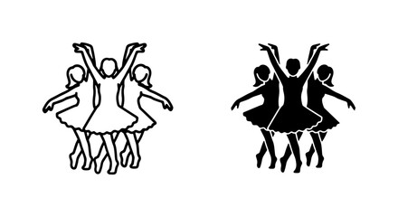 Ballet Dancers Vector Icons, Elegant Female Performers in Tutus, Graceful Dance Silhouette Set © Rakib