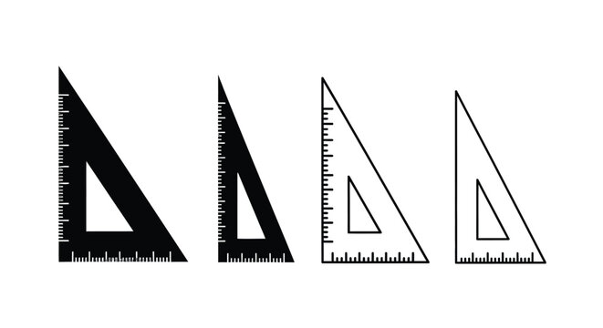 Four Drafting Triangles With Scale Markings Black Silhouette