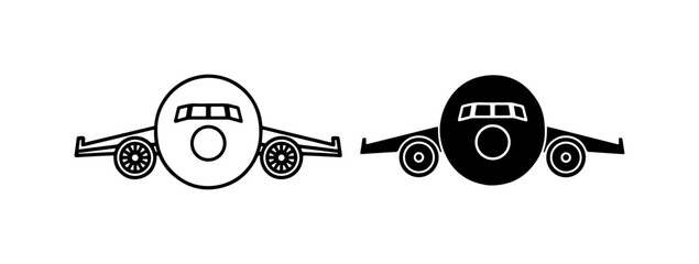 Airplane Icons: Black and White Jet Aircraft Vector Graphics for Travel and Aviation Themes © MdAkbar