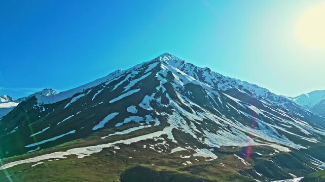 Aerial View of Mountain with Snow-Capped Peak, Naran Valley, KPK Pakistan
